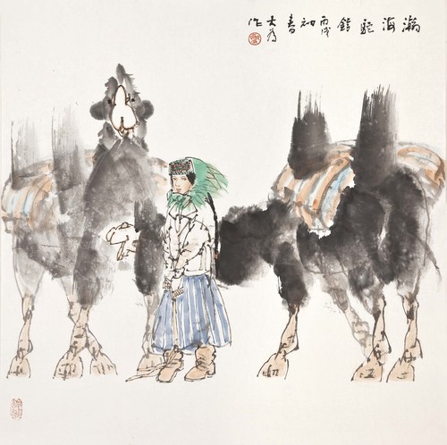 1-劉大為：瀚海駝鈴（中國(guó)畫(huà)）68X68，2006年作