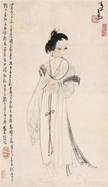 李可染 執(zhí)扇仕女 紙本設(shè)色