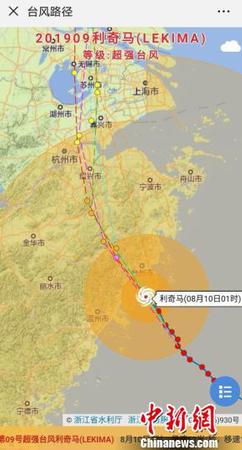 圖為臺風“利奇馬”路徑圖?！≌憬庀笈_ 供圖 攝