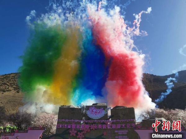 圖為林芝桃花節(jié)開幕場景，2019年3月29日，林芝第十七屆桃花旅游文化節(jié)在巴宜區(qū)開幕(資料圖)。　張偉 攝