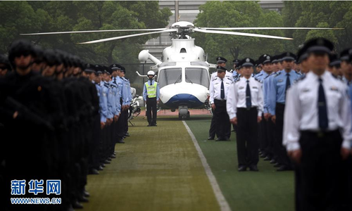 5月27日，各警種代表參加誓師大會(huì)。新華社記者王定昶攝